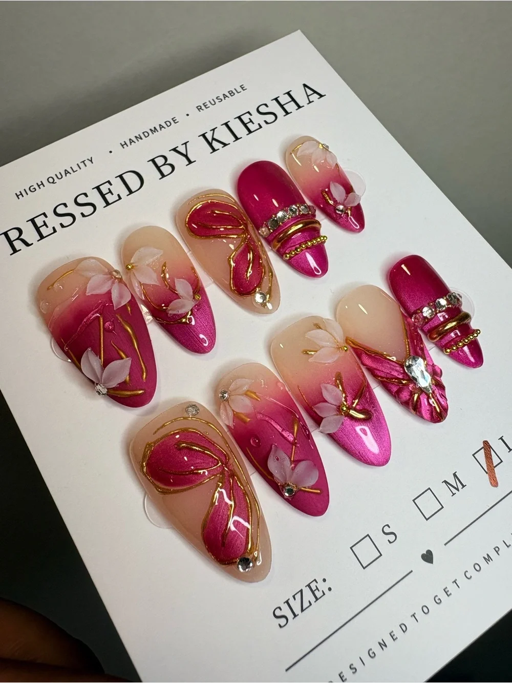 Pressed Pink Ombre Floral Press-On Nails